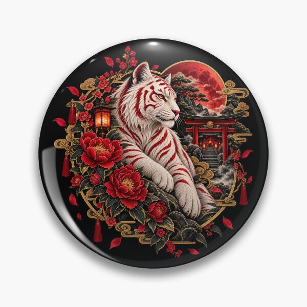 Item preview, Japanese White Tiger Peony Fantasy Art designed and sold by D69 Designs.