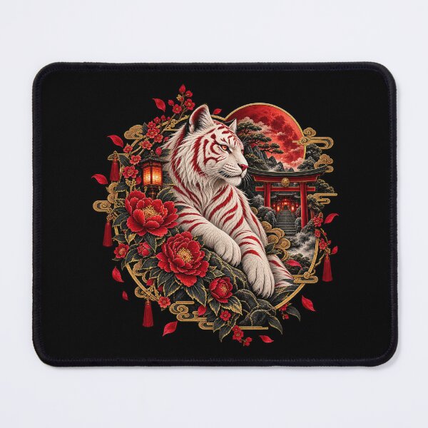 Item preview, Japanese White Tiger Peony Fantasy Art designed and sold by D69 Designs.
