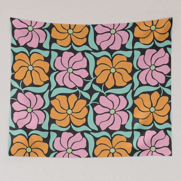 Item preview, Groovy Night Flowers | Bold Retro Floral Pattern designed and sold by Petternoholic.