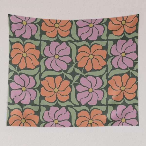 Item preview, Midnight Olive Flowers | Muted Retro Floral Pattern designed and sold by Petternoholic.
