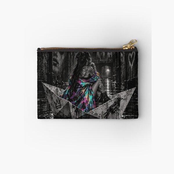 Item preview, Dark Against the Dark - Neon Rainbow Paper Boat Urban Gothic Art designed and sold by Personiq Kaleido.