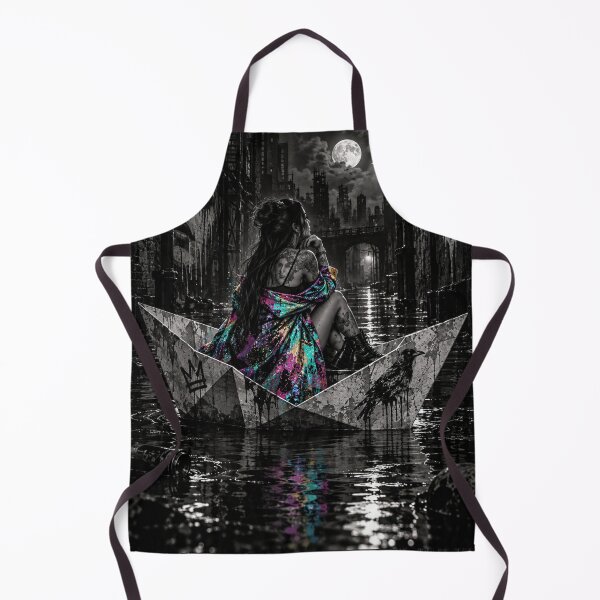 Item preview, Dark Against the Dark - Neon Rainbow Paper Boat Urban Gothic Art designed and sold by Personiq Kaleido.
