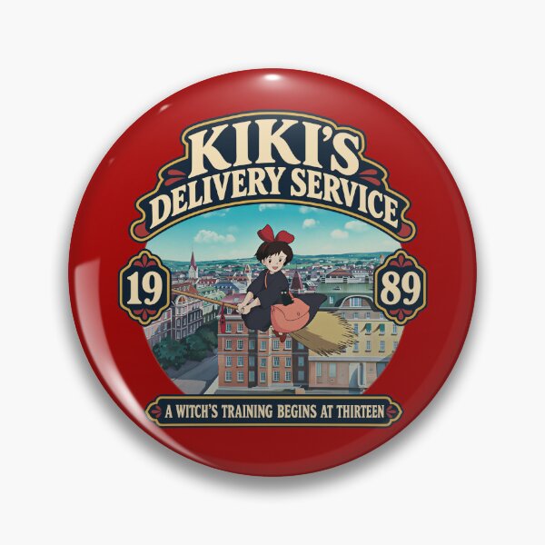 Item preview, Kiki Delivery Service Broom Flight 1989 Badge - Studio Ghibli Art designed and sold by killem667.