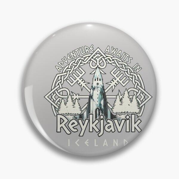 Item preview, Adventure Awaits Reykjavik Iceland Badge-9 designed and sold by EllenJacobs68.