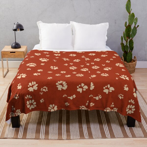 Item preview, Red Paw Print Pattern- Cute Cream Paws on Red Background Seamless designed and sold by LC&LCPlatform.
