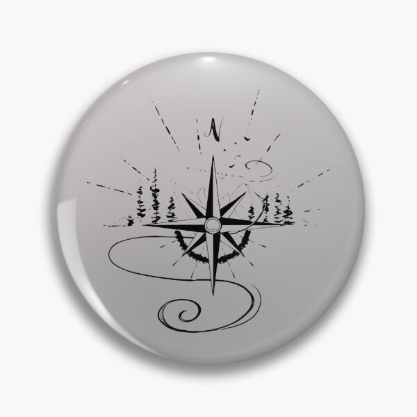 Item preview, Adventure Compass Mountain Trees Sketch Art-37 designed and sold by CherryCaban3.