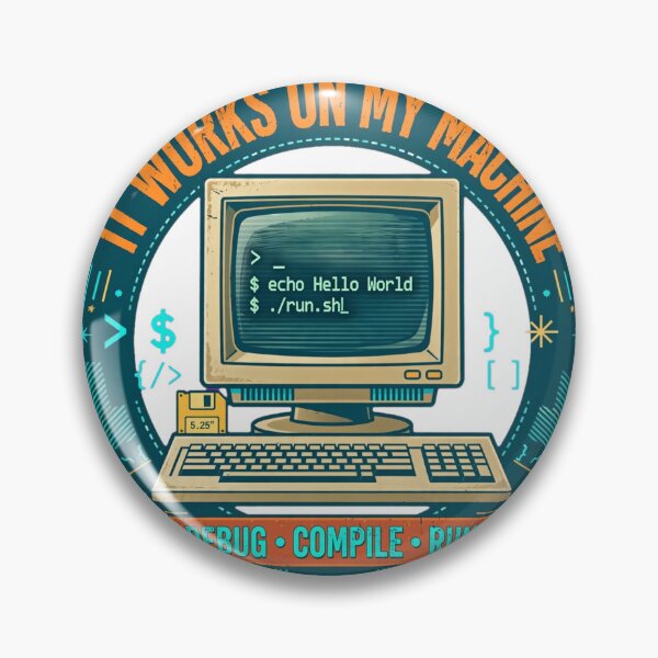 Item preview, It Works On My Machine - Retro Programmer Badge Funny Coding Gift designed and sold by Htkester1.
