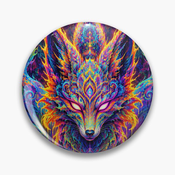 Aperçu de l'œuvre Renard Kitsune psychédélique Art coloré créée et vendue par hyperbeast store.
