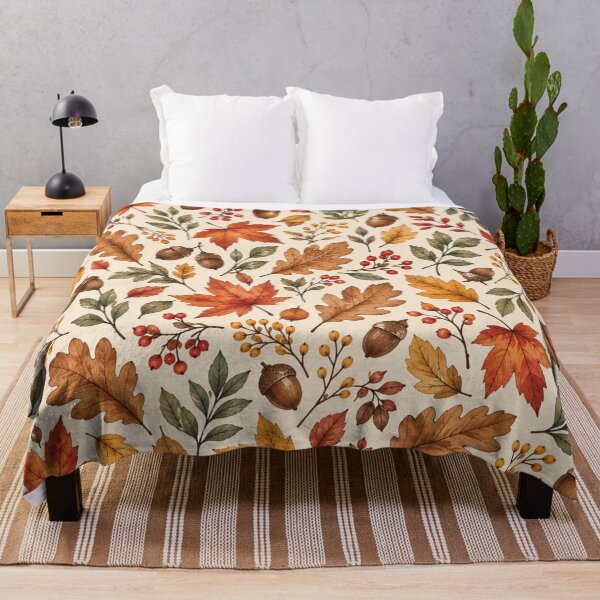 Item preview, Autumn Woodland Botanical Pattern – Cozy Fall Leaves & Acorns designed and sold by HO•Designs.