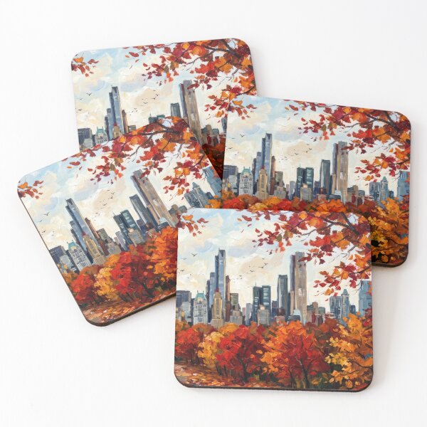 Item preview, Manhattan Skyline in Autumn designed and sold by RedPeaStudio.