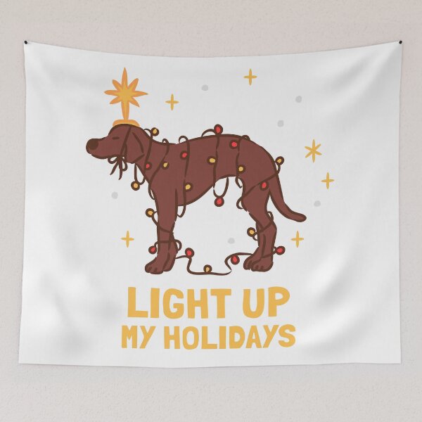 Item preview, Cute Dog tangled in Christmas Lights with Star designed and sold by monkik.