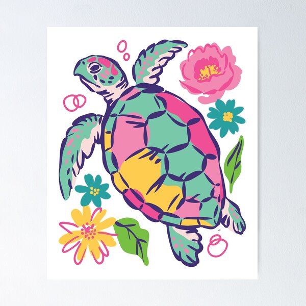 Item preview, Colorful Floral Turtle Retro Boho Summer Nature Design designed and sold by styleonestaa.