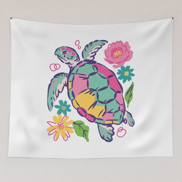 Item preview, Colorful Floral Turtle Retro Boho Summer Nature Design designed and sold by styleonestaa.