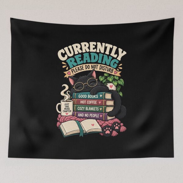 Item preview, Currently Reading Please Do Not Disturb Funny Black Cat designed and sold by Ridaelb.