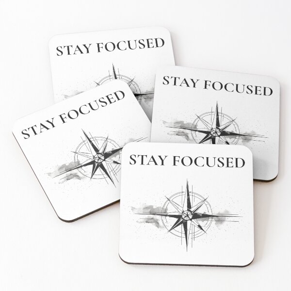 Item preview, Stay Focused - Minimalist Black Compass Motivational Quote designed and sold by emiliacreations.