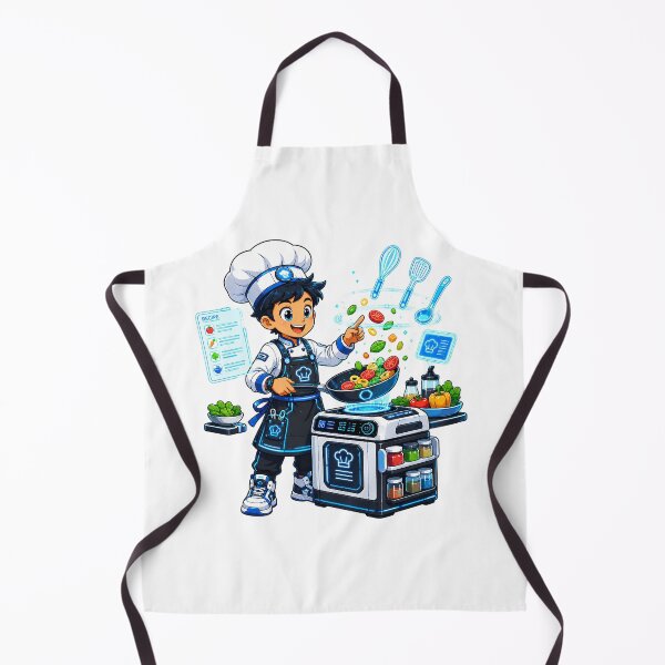 Item preview, Futuristic Little Chef Cooking with Smart Tech and Hologram Recipe Vector Design designed and sold by Nubian Style.