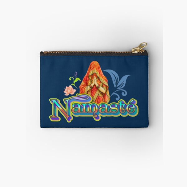 Item preview, Namasté Indian Greeting Lotus Woman Folded Hands Typography Art designed and sold by Miheerala.