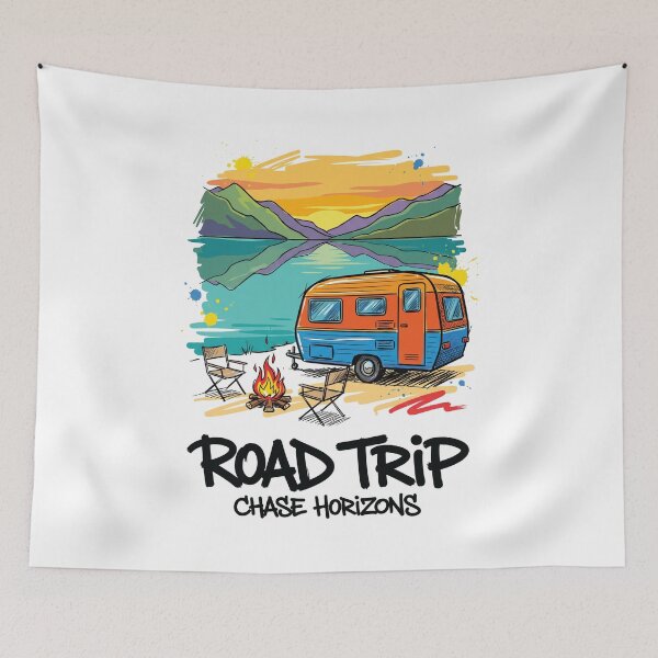 Item preview, Retro Caravan Lake Camping Travel Art Print designed and sold by Merch by Das Design Studio.