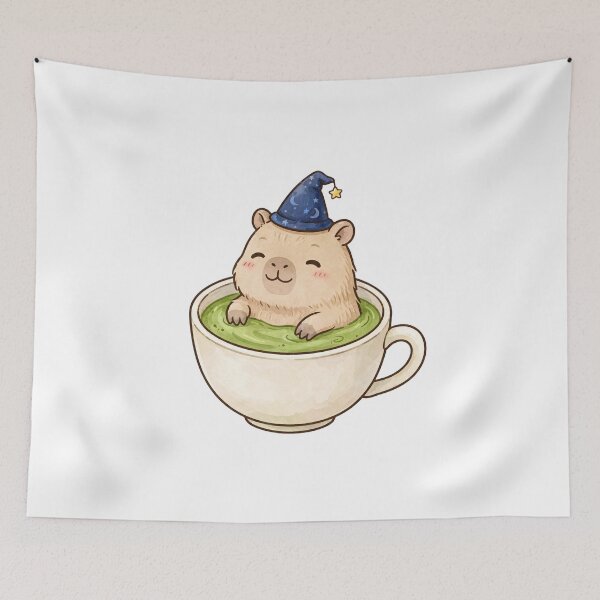 Item preview, Capybara Wizard in Matcha Tea - Cute Capybara Sticker - Kawaii Witchy designed and sold by Htkester1.