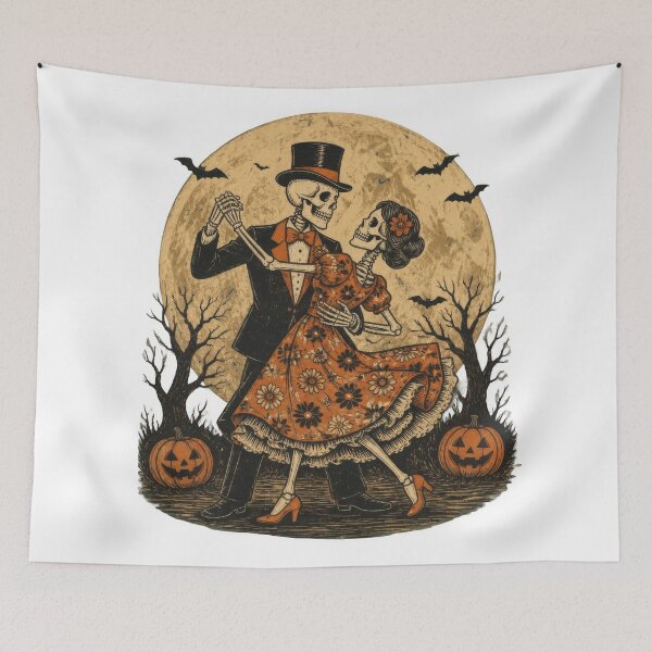 Item preview, Vintage Dancing Skeleton Couple Full Moon Halloween designed and sold by VELORIA706.