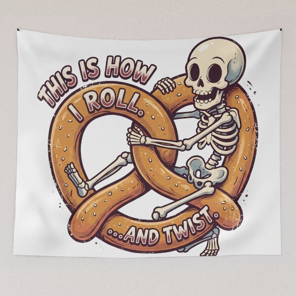 Item preview, Skeleton Hugging an Oversized Pretzel designed and sold by MisteryDesigner.