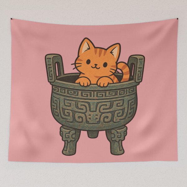Item preview, Cute Chinese Bronze Ding Cat – Ancient China Kawaii Cat designed and sold by MythoWorldddd.