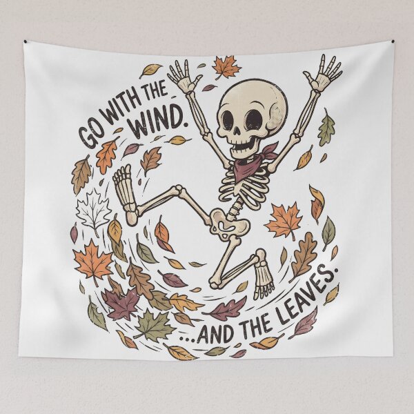 Item preview, Skeleton Jumping into a Pile of Autumn Leaves designed and sold by MisteryDesigner.