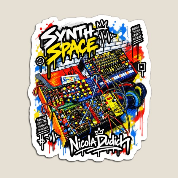 Item preview, Synth Space – Modular Synthesizer & Patch Cable Graffiti Art designed and sold by NicolaDudich.
