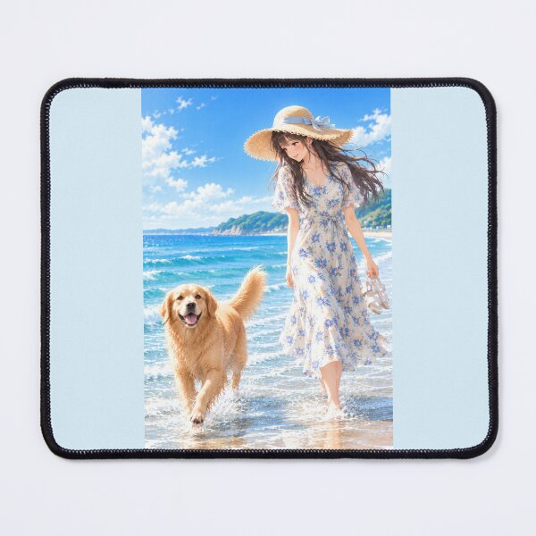 Item preview, Summer Beach Walk with a Golden Retriever designed and sold by Kurekou Lab.