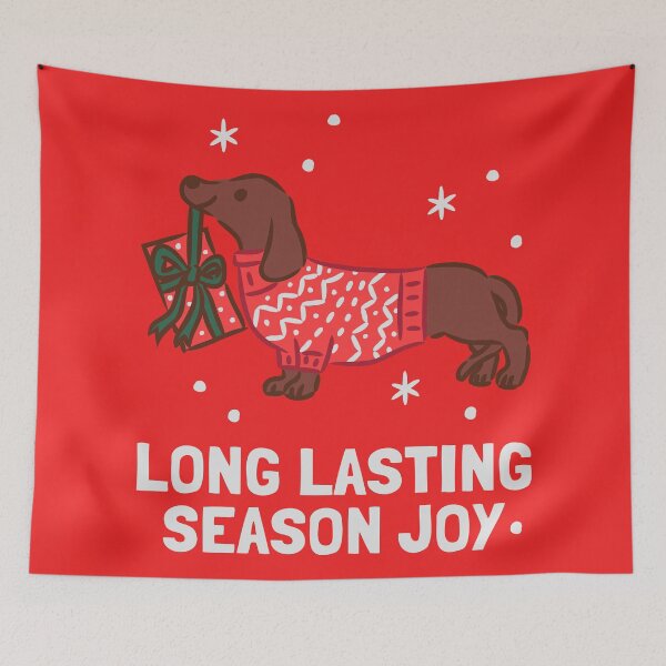 Item preview, Dachshund Dog wearing Red Christmas Sweater and Scarf designed and sold by monkik.