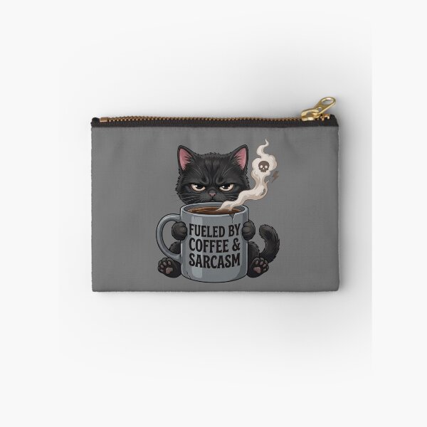 Item preview, Fueled By Coffee And Sarcasm Funny Black Cat designed and sold by NadinArtStudio.