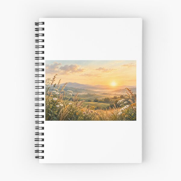Item preview, Golden Sunset Meadow Mountain Landscape designed and sold by LearnFunStore.