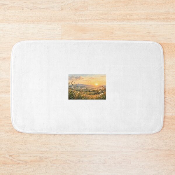 Item preview, Golden Sunset Meadow Mountain Landscape designed and sold by LearnFunStore.