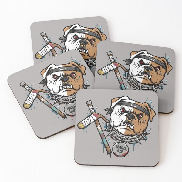 Item preview, Aggressive Bulldog Hockey Stick Mascot Design-96 designed and sold by RenateWieand.