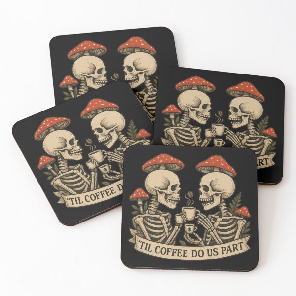 Item preview, Til Coffee Do Us Part Skeleton Couple designed and sold by DustyCuriositie.
