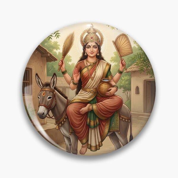 Item preview, Maa Sheetla Mata Saptami Traditional Hindu Art designed and sold by hutofdesigns.