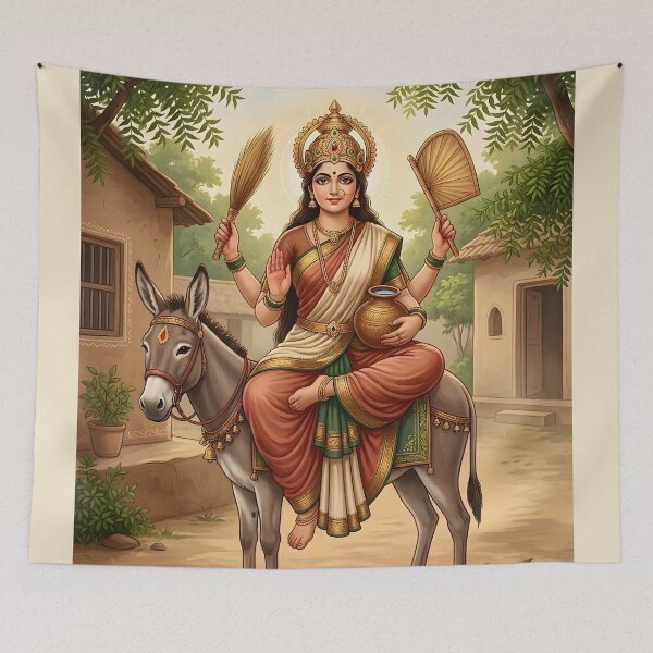 Item preview, Maa Sheetla Mata Saptami Traditional Hindu Art designed and sold by hutofdesigns.