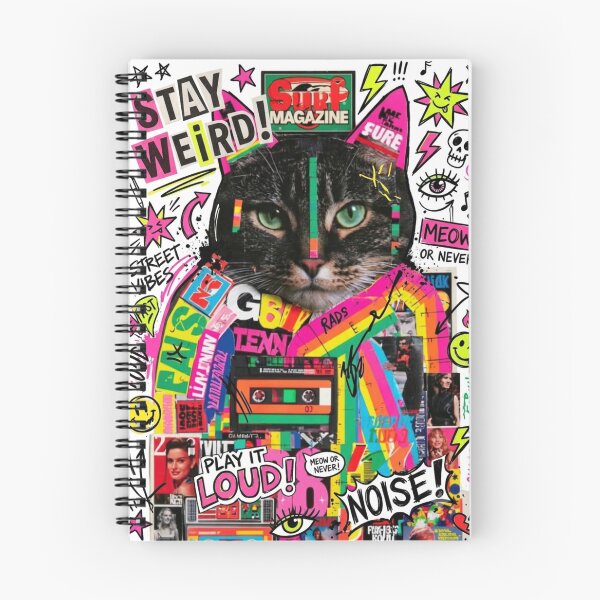 Item preview, M30W‑R1OT N30N‑BL4ST: The Feral Cat Collage Running Full Weird‑Lore Voltage designed and sold by Print Fiction.