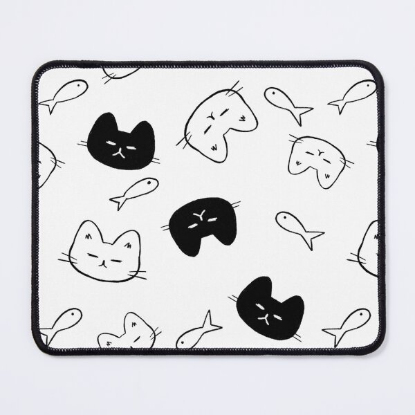 Item preview, Black & White Cat, and Fish Pattern designed and sold by PlainMaddiShop.