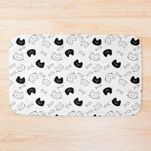 Item preview, Black & White Cat, and Fish Pattern designed and sold by PlainMaddiShop.