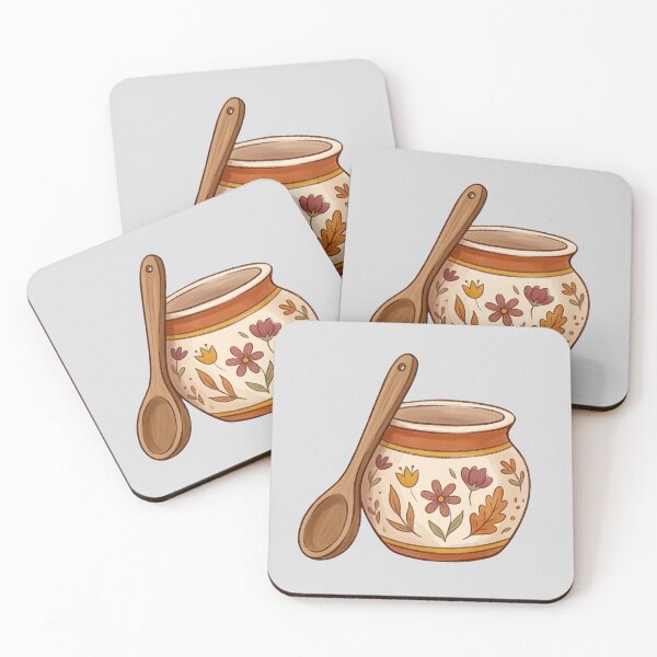Item preview, Folk Floral Honey Pot and Wooden Spoon designed and sold by hattie's.