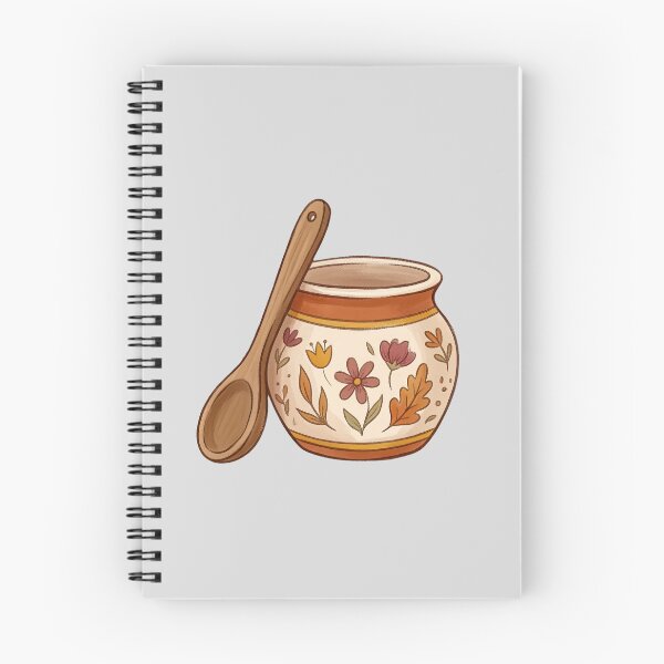 Item preview, Folk Floral Honey Pot and Wooden Spoon designed and sold by hattie's.
