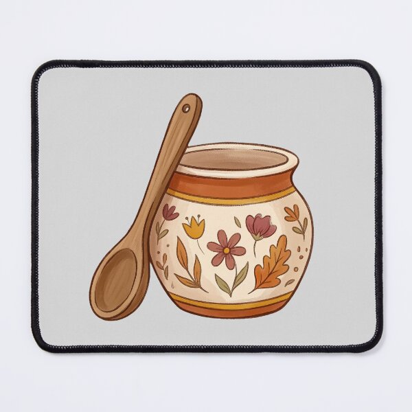 Item preview, Folk Floral Honey Pot and Wooden Spoon designed and sold by hattie's.