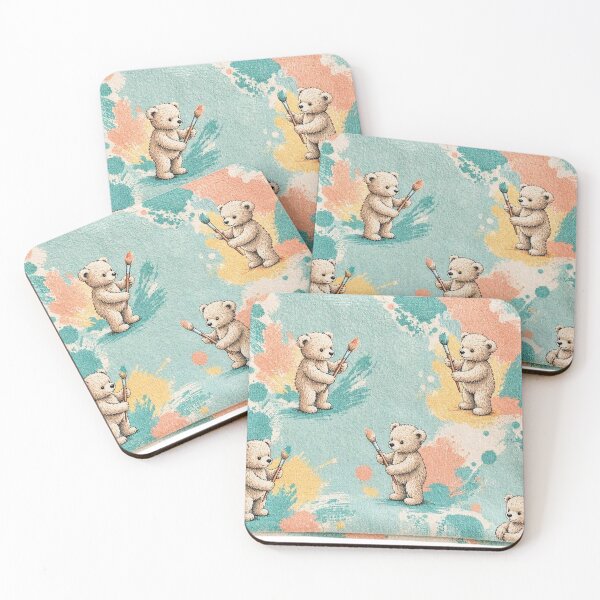 Item preview, Cute Little Artist Teddy Bears - Kids Fabric Design designed and sold by Nubian Style.