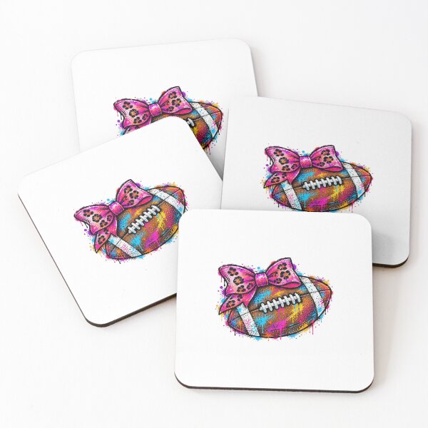 Item preview, Colorful Paint Splatter American Football With Pink Leopard Bow designed and sold by DYALEEZ-XCR.