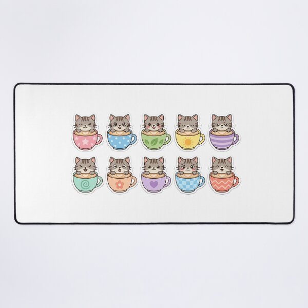 Item preview, Kawaii Cat Coffee  – Set of 10 Cute Tabby Latte Art Die-Cut Vector Designs designed and sold by PrintforDesign.