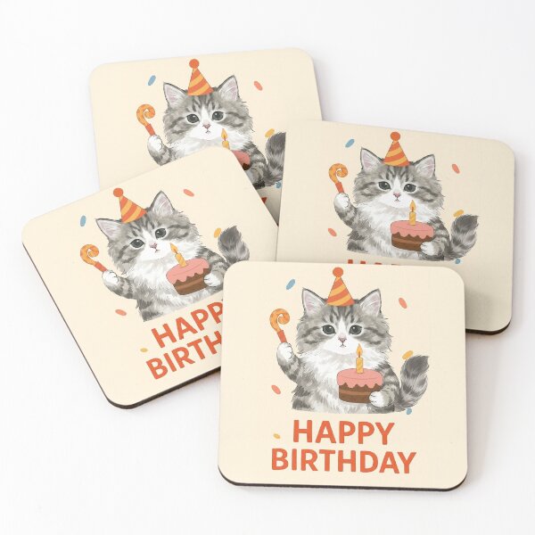 Item preview, KamKam the Cat Happy Birthday Celebration designed and sold by PetalsPaws.