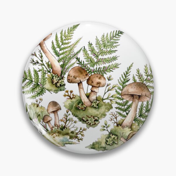 Item preview, Cottagecore Mushrooms Ferns and Snail - Goblincore Watercolor Sticker - Fairycore designed and sold by Htkester1.