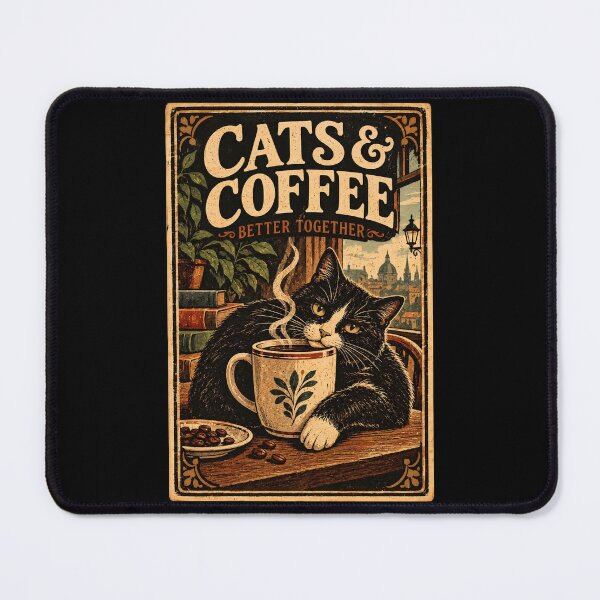 Item preview, Vintage Cats & Coffee Retro Cozy Café Art designed and sold by AS94 Creative Designs.