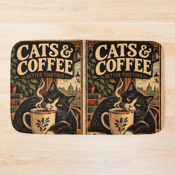 Item preview, Vintage Cats & Coffee Retro Cozy Café Art designed and sold by AS94 Creative Designs.